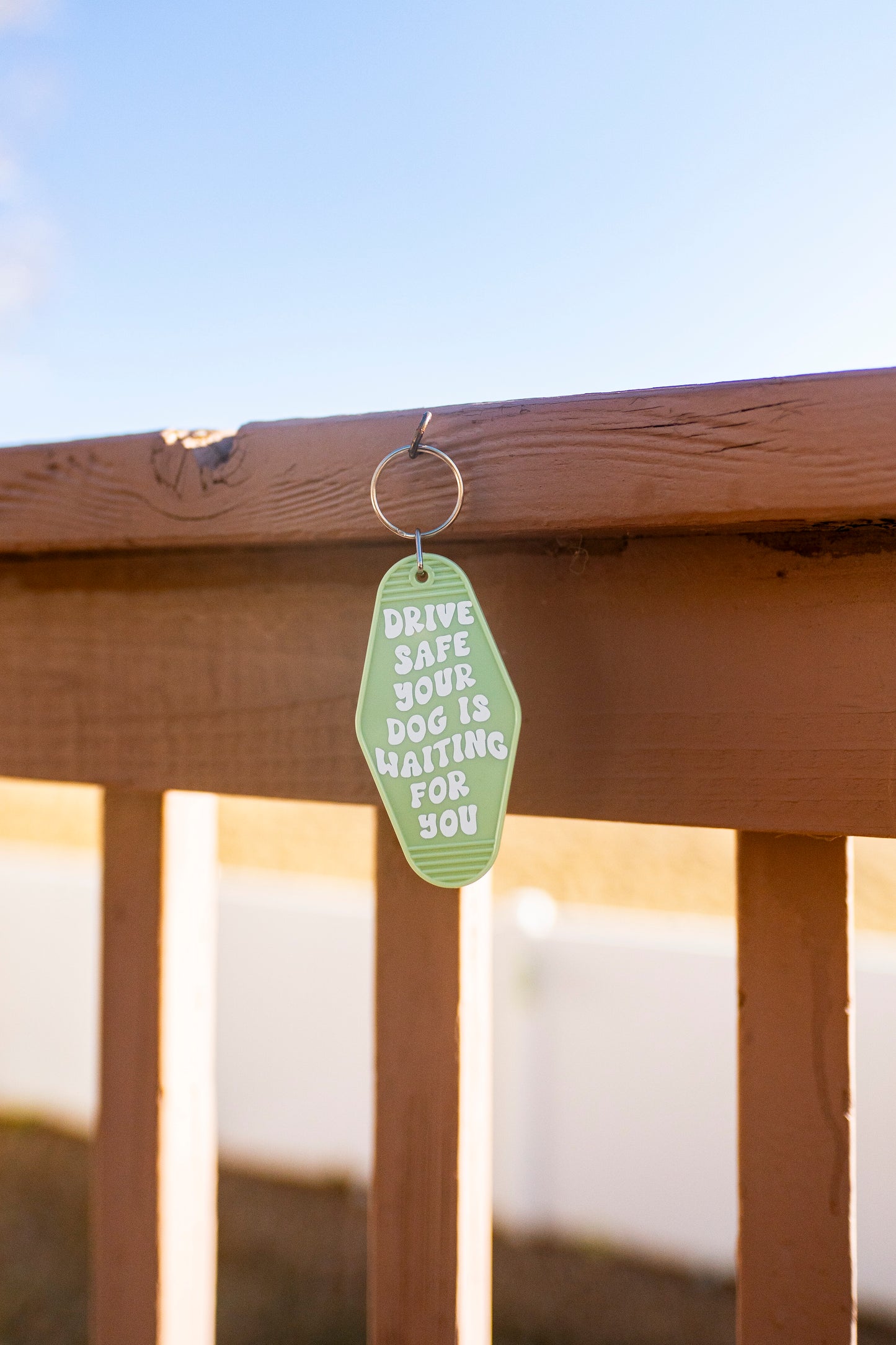 Drive safe your dog is waiting keychain