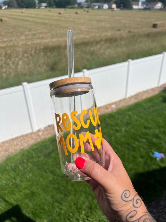 Rescue mom glass cup